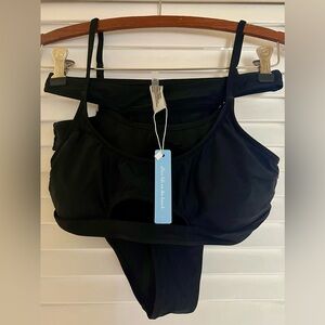 Live Life on the Beach 2 piece Black bikini bathing suit Size Small NWT